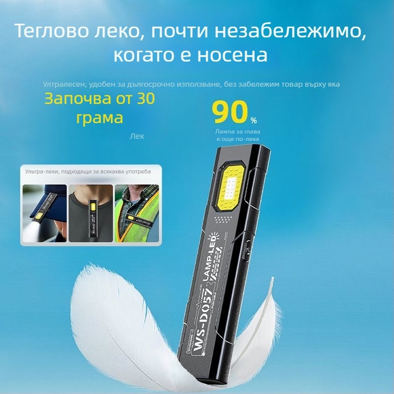 Мини преносим LED фенерче с ръчна въртяща се дръжка, магнитно закрепване, ултра тънък, банка за захранване