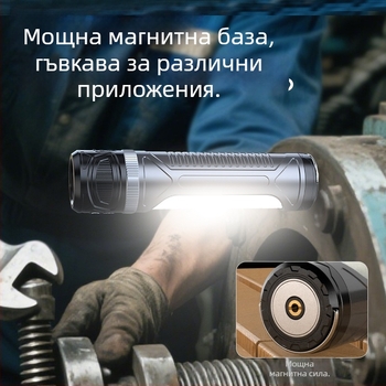 Магнитна работна лампа със цифров дисплей, 30W, 4000mAh, LED, 360° завъртане, водоустойчива