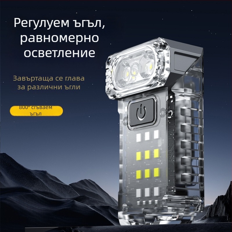 Мини мултифункционален фенер с въртяща се глава, 360° завъртане, ръчно задвижване, LED и крушка, 25 W, батерия 1200 mAh