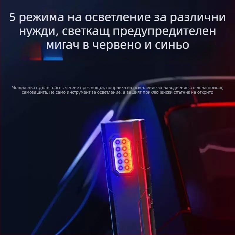 Ръчно фенерче с магнитна основа, 3W LED, живот на светодиода 99999 ч., водоустойчив