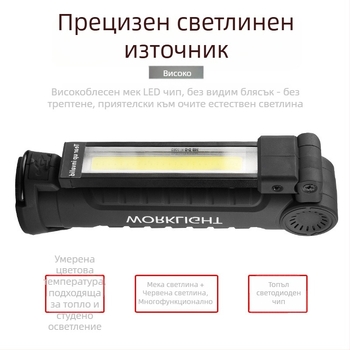 LED работна лампа с USB зареждане, сгъваема, магнитна, 3V 3W, за външна употреба
