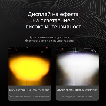 LED преден фар за електрическо превозно средство, водоустойчив квадратен дизайн, жълта светлина, висока яркост, висок и нисък режим