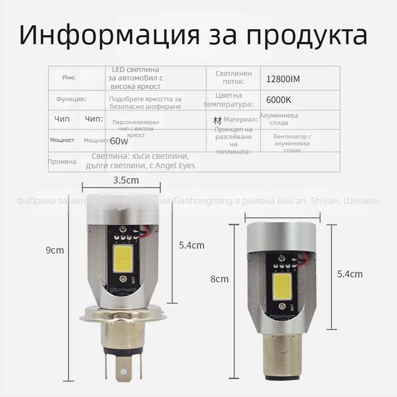 LED фарове за мотоциклет Angel Eyes HS1/H4, вградени двойни захвати BA20D