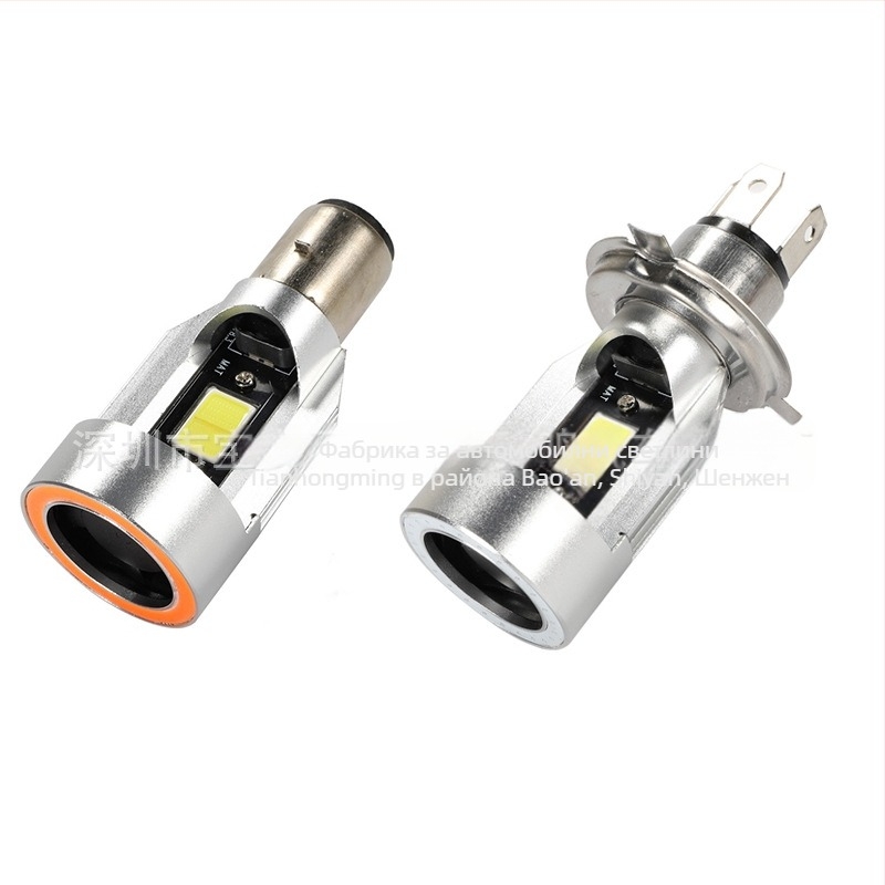 LED фарове за мотоциклет Angel Eyes HS1/H4, вградени двойни захвати BA20D