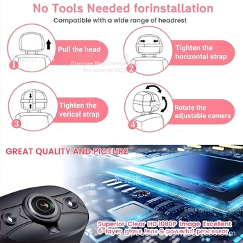 Автомобилен монитор за бебета с двойни камери, инфрачервено нощно виждане, AHD/HD, резолюция 480/720p, 12V захранване