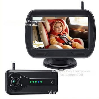 Безжична автомобилна камера за наблюдение на бебето с магнитен ремък, литиева батерия, без кабели, 360° въртене и дисплей 480p
