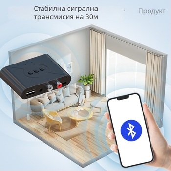 NFC Bluetooth автомобилен приемник за хендс‑фри и USB музика, Bluetooth 5.3, Type‑C интерфейс, Plug‑and‑Play, външно захранване, кабел 0.8 м