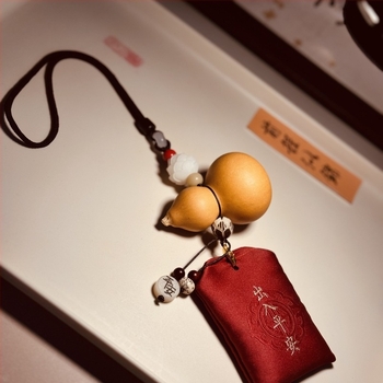 Тиквообразна дървена украса за автомобил, стил китайска традиция, за задното огледало, вътрешен декор