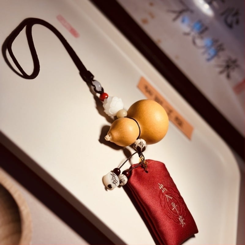 Тиквообразна дървена украса за автомобил, стил китайска традиция, за задното огледало, вътрешен декор