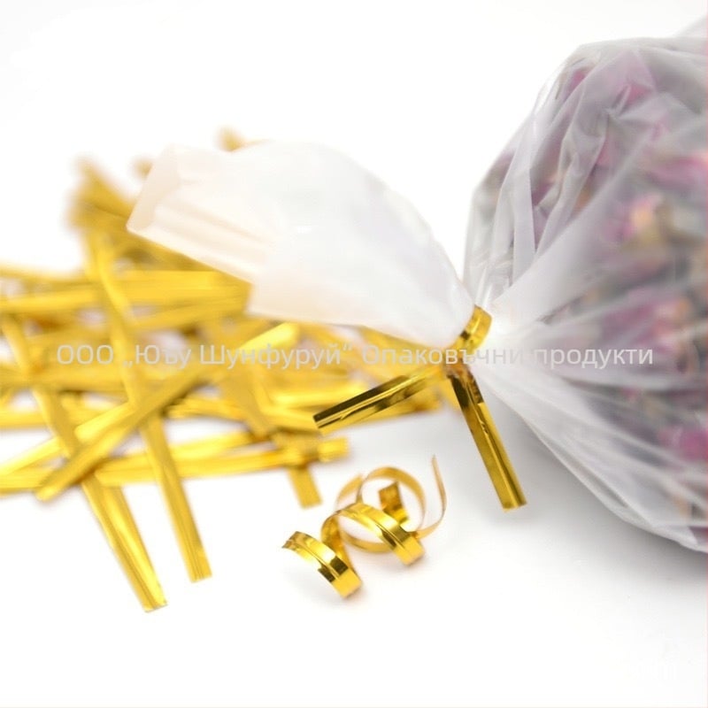 Shunfray опаковъчна връзка за близалки с PET + железен тел за торбички за хлебопекарни, огнеустойчива класа V-0