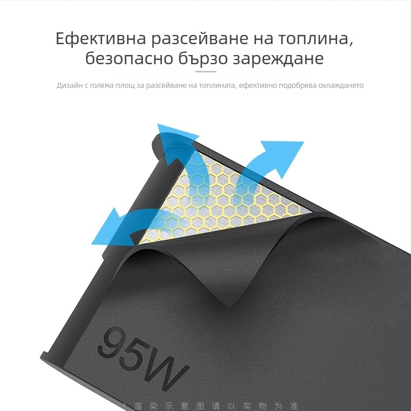 VERCOM A1762 USB-C 95W зарядно за лаптопи Lenovo, 20V/4.75A, вход 100-240V