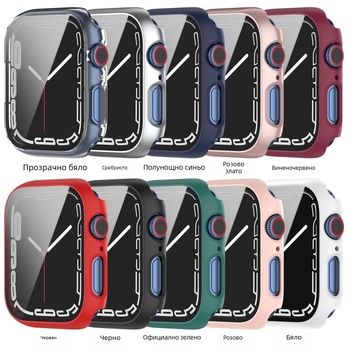 Apple Watch Series 7 Защитен калъф с PC корпус и закалено фолио, 0.006 kg, Самостоятелна опаковка