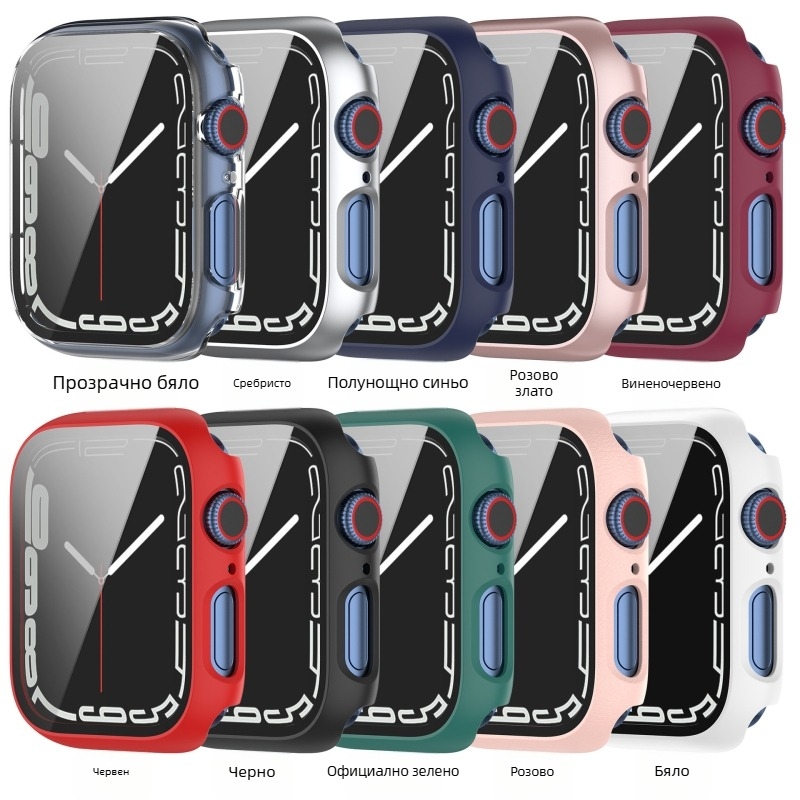 Apple Watch Series 7 Защитен калъф с PC корпус и закалено фолио, 0.006 kg, Самостоятелна опаковка