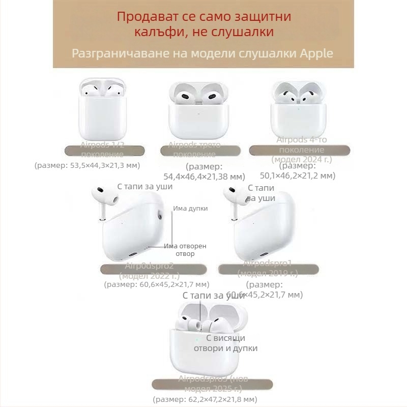 Сладък тамагочи карикатура силиконов калъф за AirPods Pro 2/3 — релефен защитен мек корпус