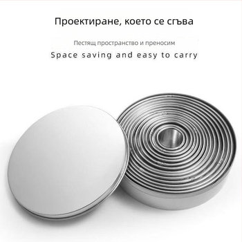 Кръгла форма за торти от неръждаема стомана със завит ръб — инструмент за фондан, мус ринг, понички и тестени кори за пелмени