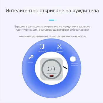 Вградено безжично зарядно за бюро с USB-A и USB-C, 15W Qi, монтажен отвор 60 мм, бързо зареждане QC3.0