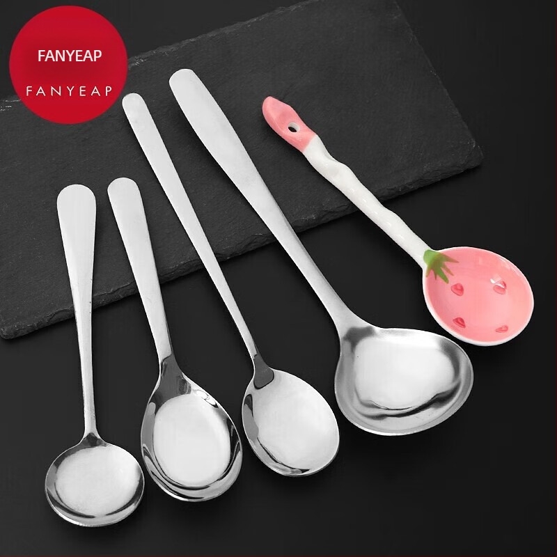 Fan yi лъжичка от неръждаема стомана за възрастни, прост стил, десертна и супена лъжица