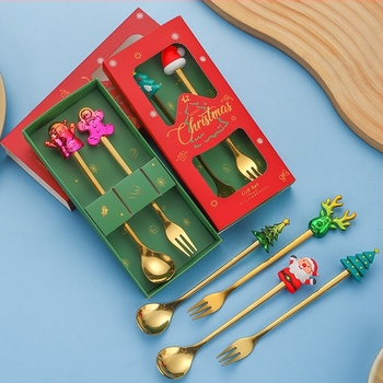 Сет прибори за хранене за деца от неръждаема стомана – сладък стил, карикатурен дизайн, огледално полиране