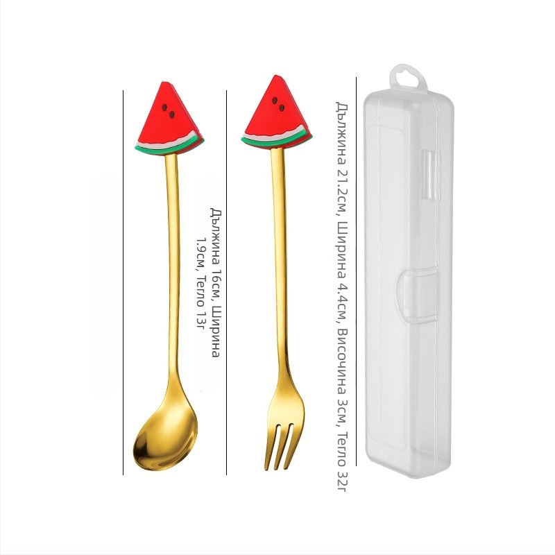 Сет прибори за хранене за деца от неръждаема стомана – сладък стил, карикатурен дизайн, огледално полиране