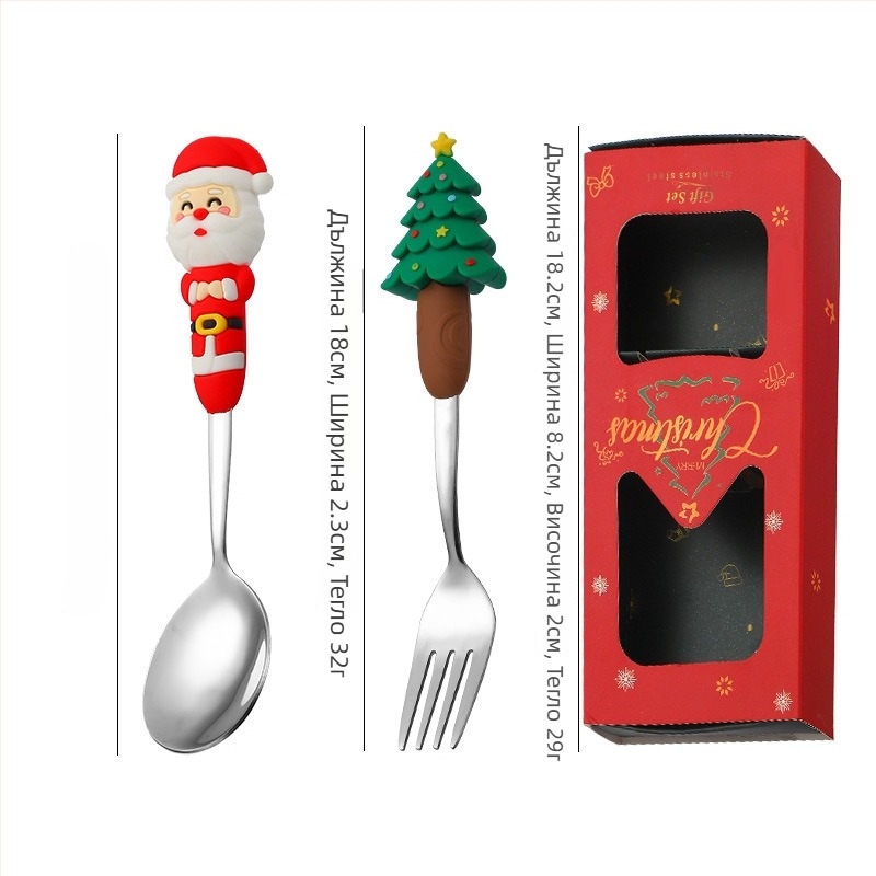 Сет прибори за хранене за деца от неръждаема стомана – сладък стил, карикатурен дизайн, огледално полиране