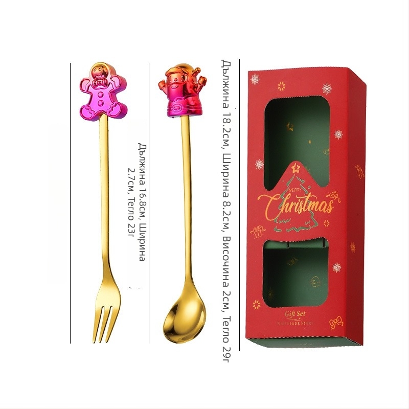 Сет прибори за хранене за деца от неръждаема стомана – сладък стил, карикатурен дизайн, огледално полиране