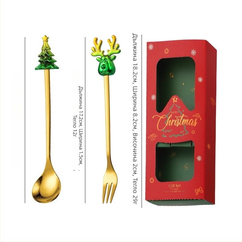 Сет прибори за хранене за деца от неръждаема стомана – сладък стил, карикатурен дизайн, огледално полиране