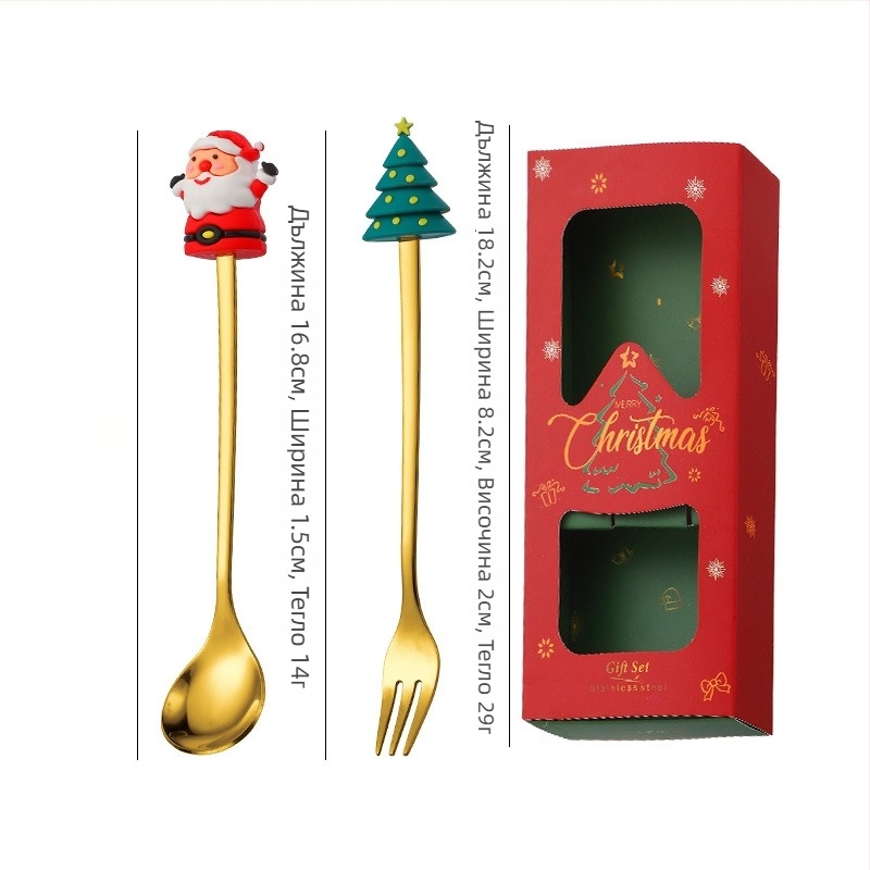 Сет прибори за хранене за деца от неръждаема стомана – сладък стил, карикатурен дизайн, огледално полиране