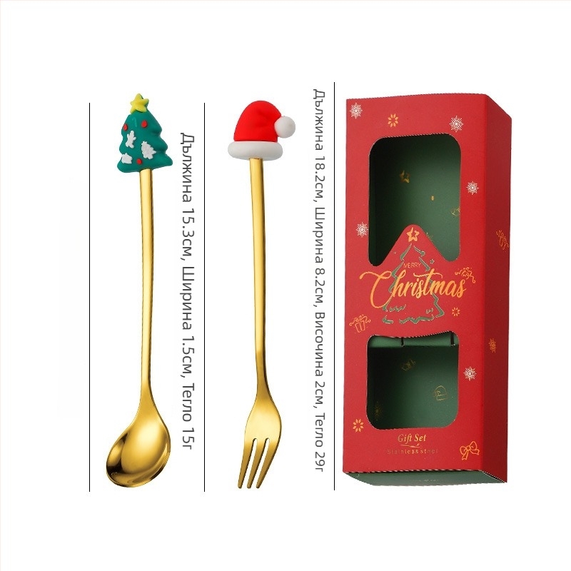 Сет прибори за хранене за деца от неръждаема стомана – сладък стил, карикатурен дизайн, огледално полиране