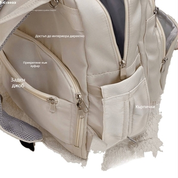 Раница за мама с голям капацитет, презрамки с въздушна възглавница, полиестер, оксфордена подплата, пролет 2025