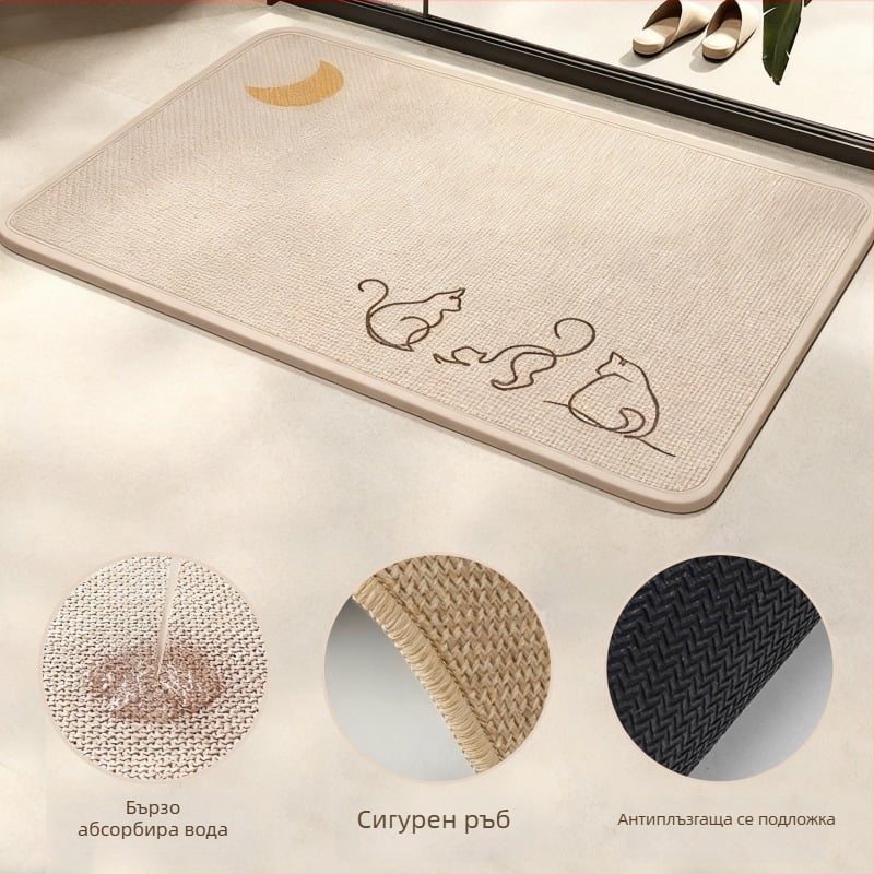 Ленен банен килим, японски стил, геометричен модел, квадратна форма, миещ се, възможна персонализация