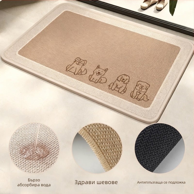 Ленен банен килим, японски стил, геометричен модел, квадратна форма, миещ се, възможна персонализация