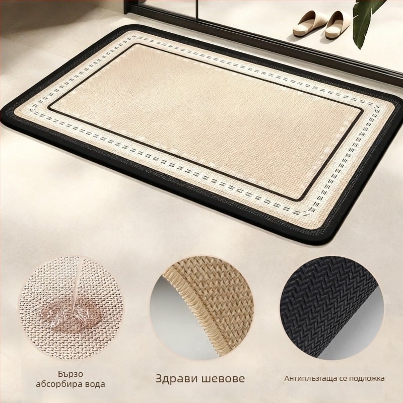 Ленен банен килим, японски стил, геометричен модел, квадратна форма, миещ се, възможна персонализация