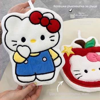 Ръчна кърпа от корал флис с дизайн на котка, супер попиване и бързо изсъхване, грамаж 30–50 g, 120D прежда, бродиране и подгъване