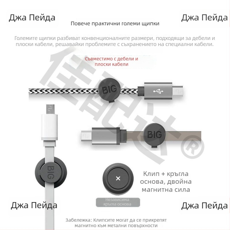 Магнитен навивач за кабели и настолен организатор за Android зарядни кабели