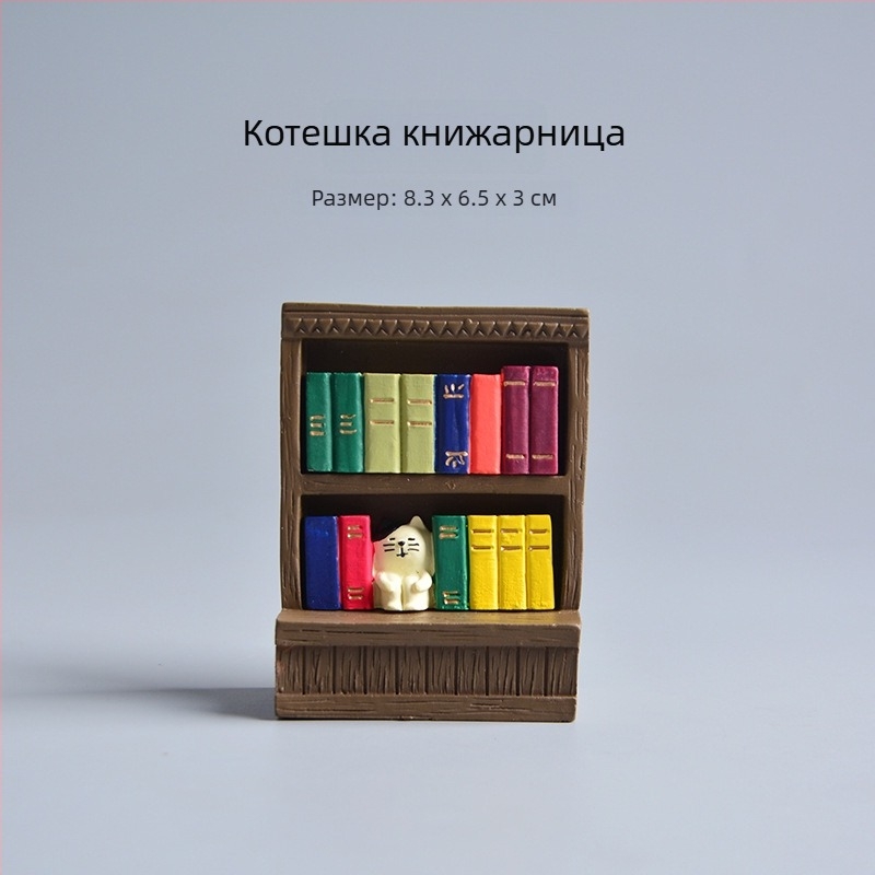 Настолна лампа с котка в карикатурен стил, изработена от синтетична смола, мини ландшафт бонсай