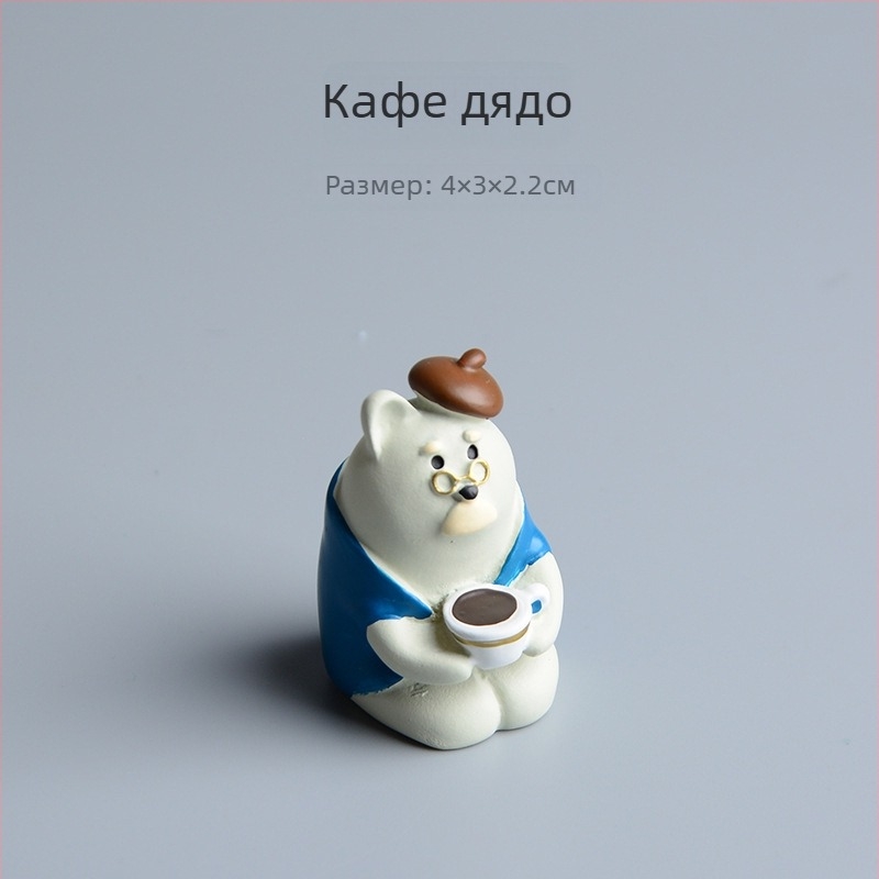 Настолна лампа с котка в карикатурен стил, изработена от синтетична смола, мини ландшафт бонсай