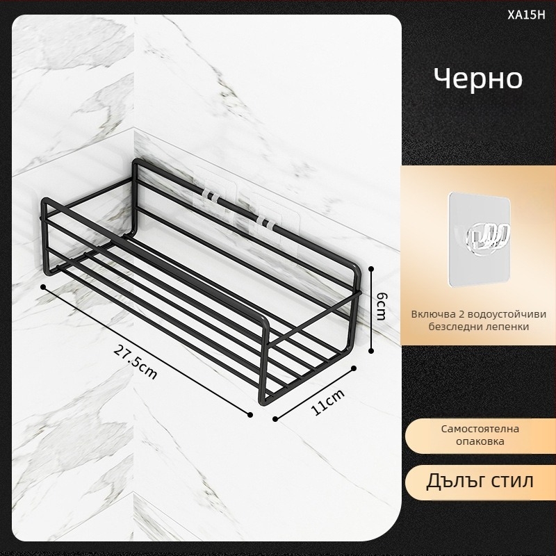 Триъгълен рафт за баня - желязо, изпичана боя, еднослоен дизайн, товар: 5