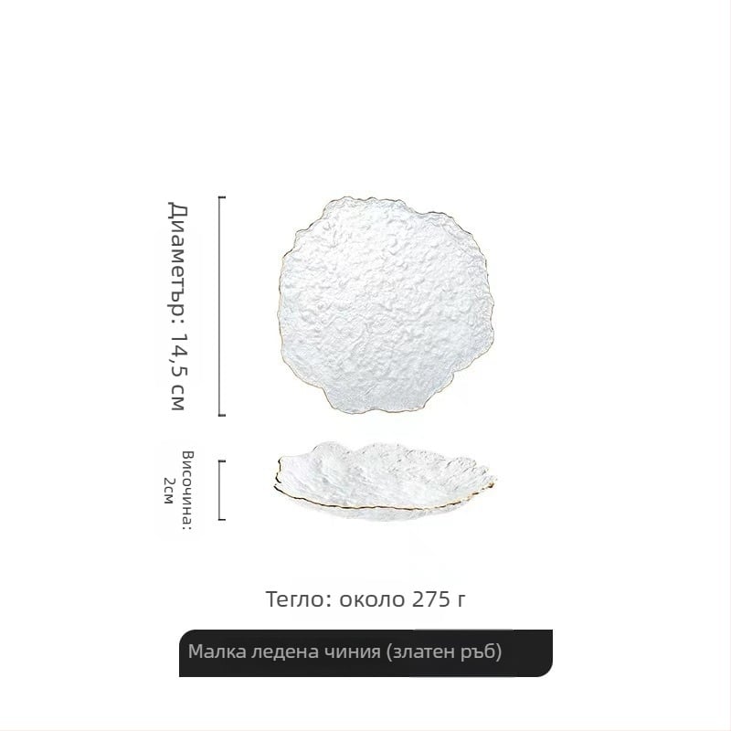 Стъклена правоъгълна чиния за сервиране, японски стил, ръчно рисувана повърхност, възможност за печат на лого и персонализирана обработка