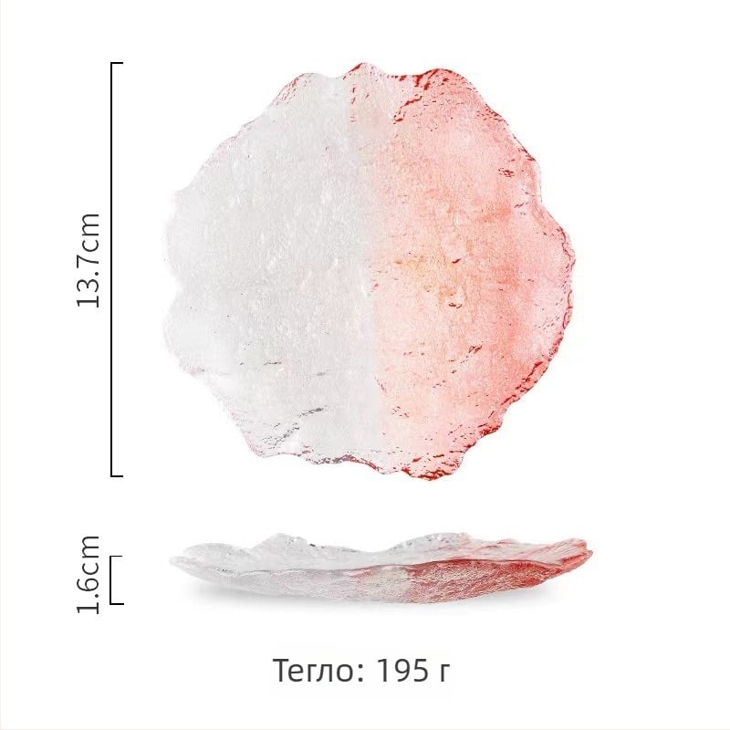 Стъклена правоъгълна чиния за сервиране, японски стил, ръчно рисувана повърхност, възможност за печат на лого и персонализирана обработка