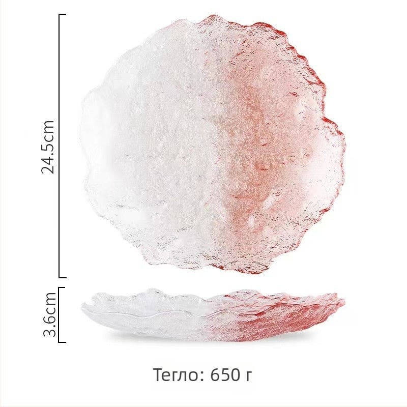 Стъклена правоъгълна чиния за сервиране, японски стил, ръчно рисувана повърхност, възможност за печат на лого и персонализирана обработка