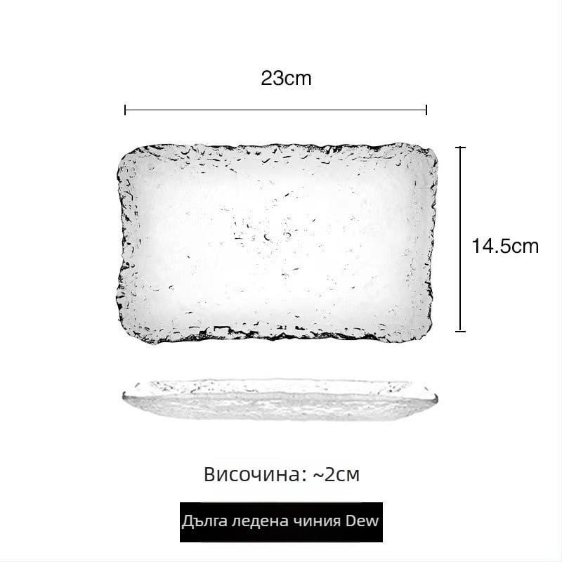 Стъклена правоъгълна чиния за сервиране, японски стил, ръчно рисувана повърхност, възможност за печат на лого и персонализирана обработка