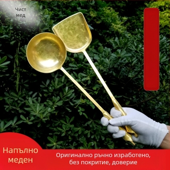 Медна лъжица, модерен прост дизайн, за възрастни, едноцветен модел, кухненски прибори Copper Craftsman