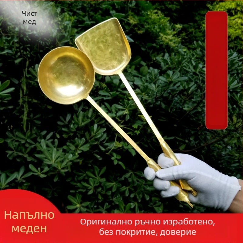 Медна лъжица, модерен прост дизайн, за възрастни, едноцветен модел, кухненски прибори Copper Craftsman