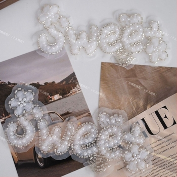 Аксесоар за глава с перлени мъниста и мрежеста бродерия с цветен мотив, моден унисекс причесен аксесоар, лято 2025