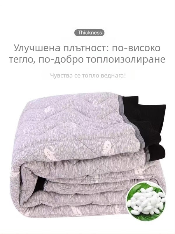 Мъжки панталони с висока талия, пълнеж от копринено-памучна смес, свободна кройка, памучно-смесена материя, за зима
