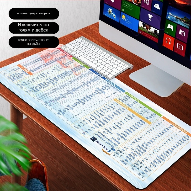 Голяма подложка за мишка, двустранна, антихлъзгаща, платнена повърхност, термотрансфер