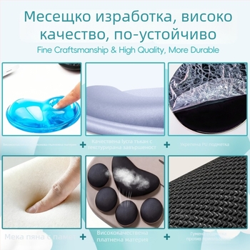 Персонализирана подложка за китката към клавиатура със силиконова паметна пяна, антиподхлъзваща, двустранна, термопечат на лого