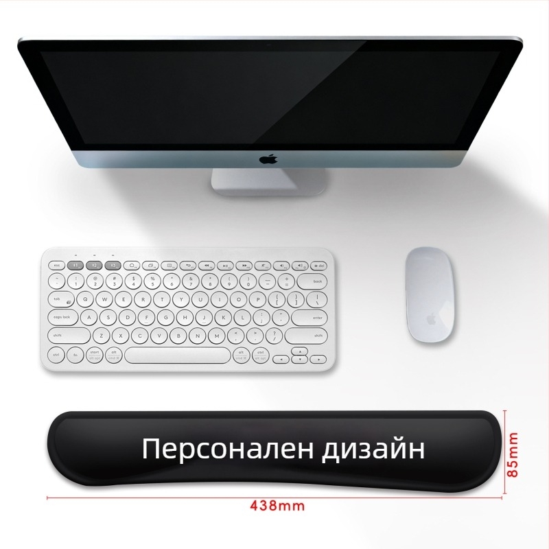 Персонализирана подложка за китката към клавиатура със силиконова паметна пяна, антиподхлъзваща, двустранна, термопечат на лого