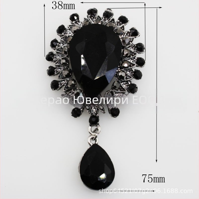 Брошка, метална сплав, капковидна форма, електроплатирана, женски ретро стил, декоративна