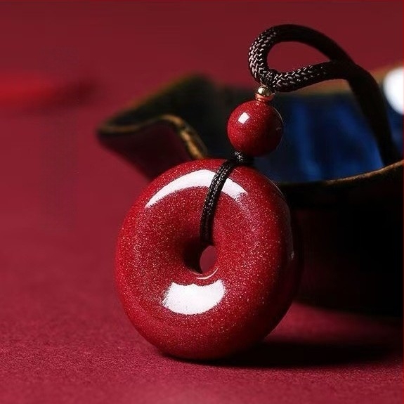 Унисекс медальон от cinnabar, геометричен стил, полиран завършек, нов китайски стил, пролет 2023